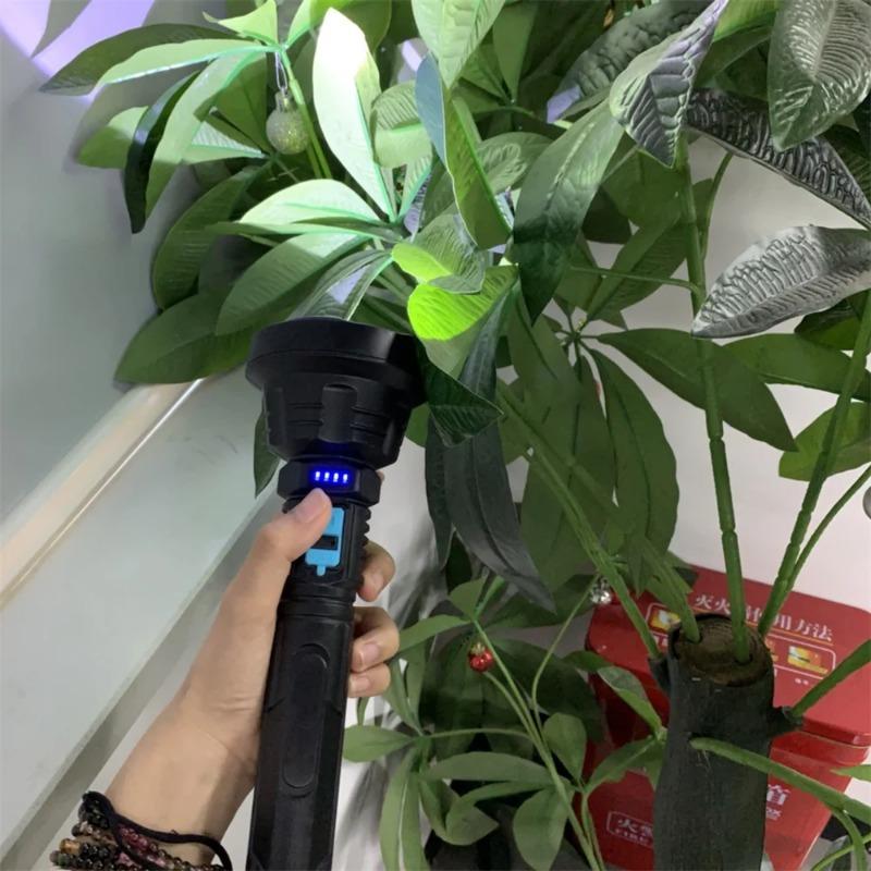 30w Big Strong Light LED Flashlight USB Rechargeable Tactical Hunting Camping Lantern Built In Battery Flash Light Power Display