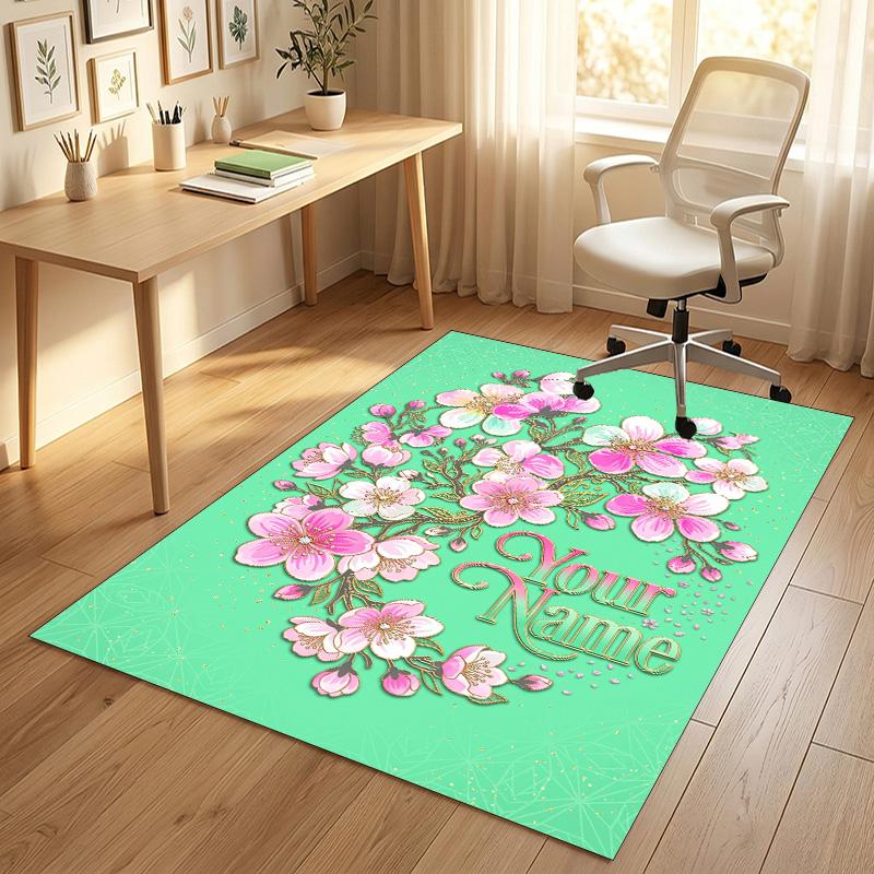 Cherries Disco Ball Theme Soft Crystal Velvet Rug Custom Name & Text Print Non Slip Floor Rug for Bedroom Living Room