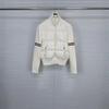 New College Style Stand Collar Knitted Stitch Jacket with Colored Sleeves and White Duck Down Filling