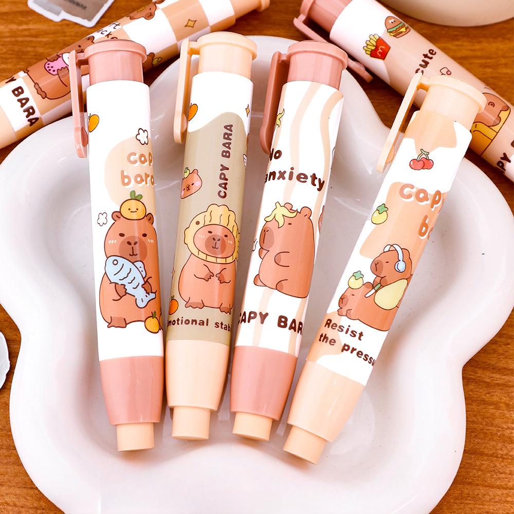 Capybara Cartoon Eraser Set Random 5/10pcs Kawaii Click Eraser Mess Free Student School Supplies Cute Stationery Gift