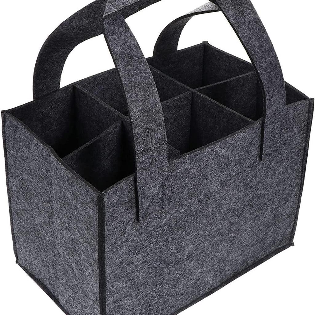 Red Wine Tote Bag with Six Compartments - Non-woven Felt Fabric