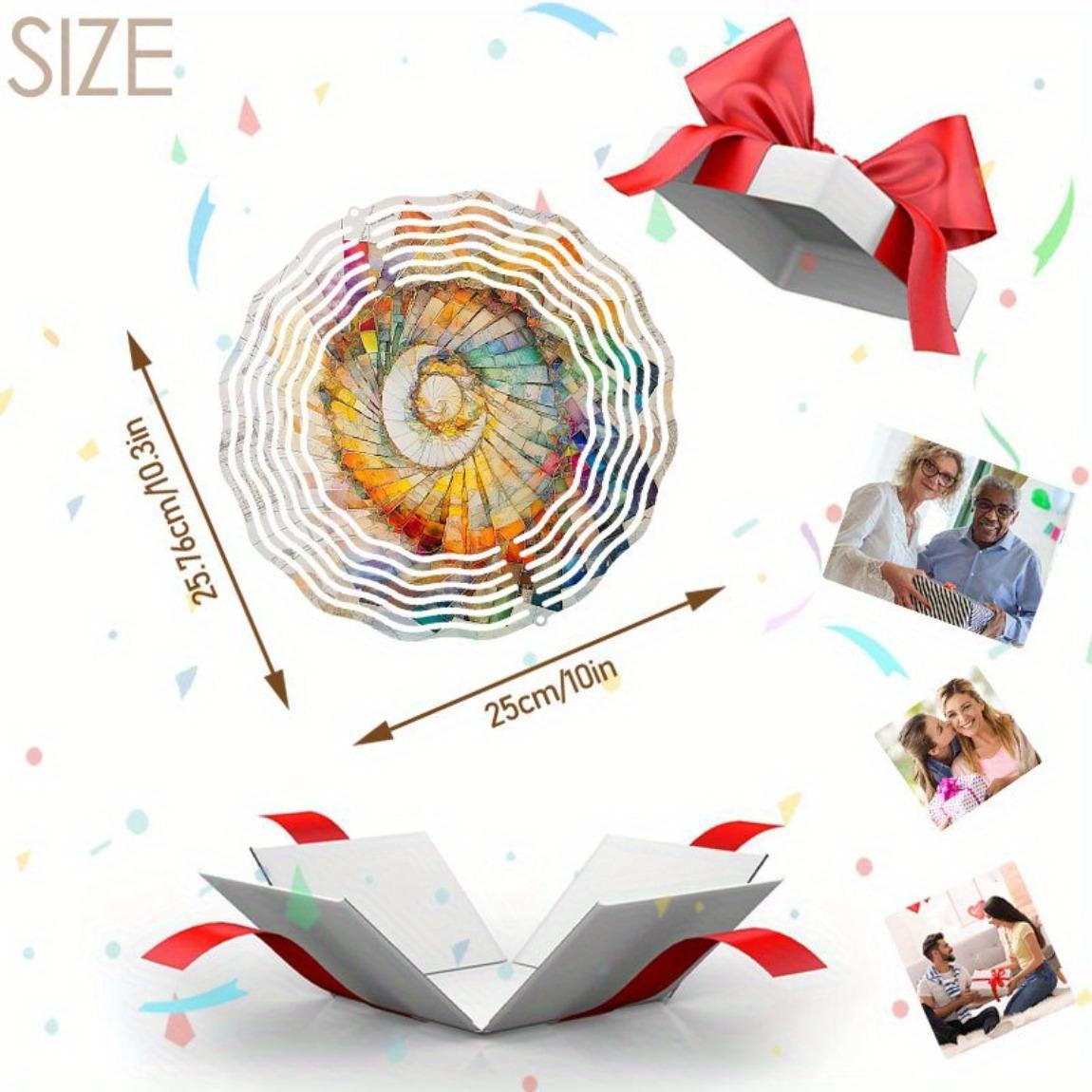 

Металлический колокольчик ветра с красочной спиральной мандалой, 3D кинетический уличный подвесной декор для сада, патио, Рождества, Хэллоуина, Дня благодарения, подарок на новоселье