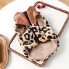 Pet autumn and winter new small dog puppy happy dog cat warm and comfortable leopard leather jacket