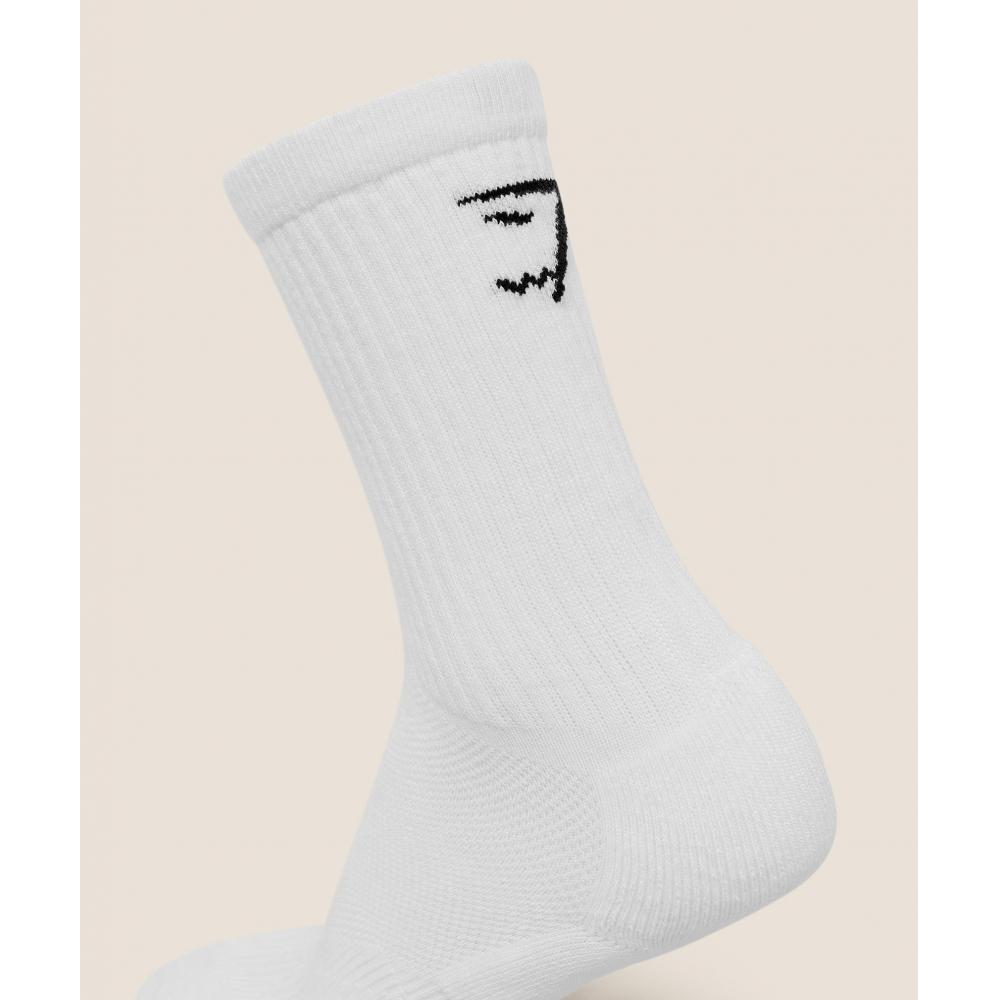 Gymshark Performance Crew Socks 3pk Gs White I2c5b Wb57