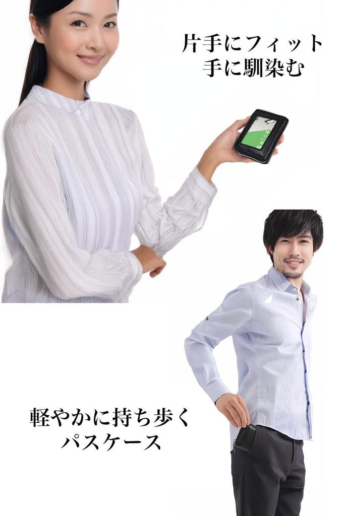 Shoebill Pass Case, Commuter Pass Case, Coin Purse, Men's and Women's, Keychain, Coin Case, Genuine Leather, Black