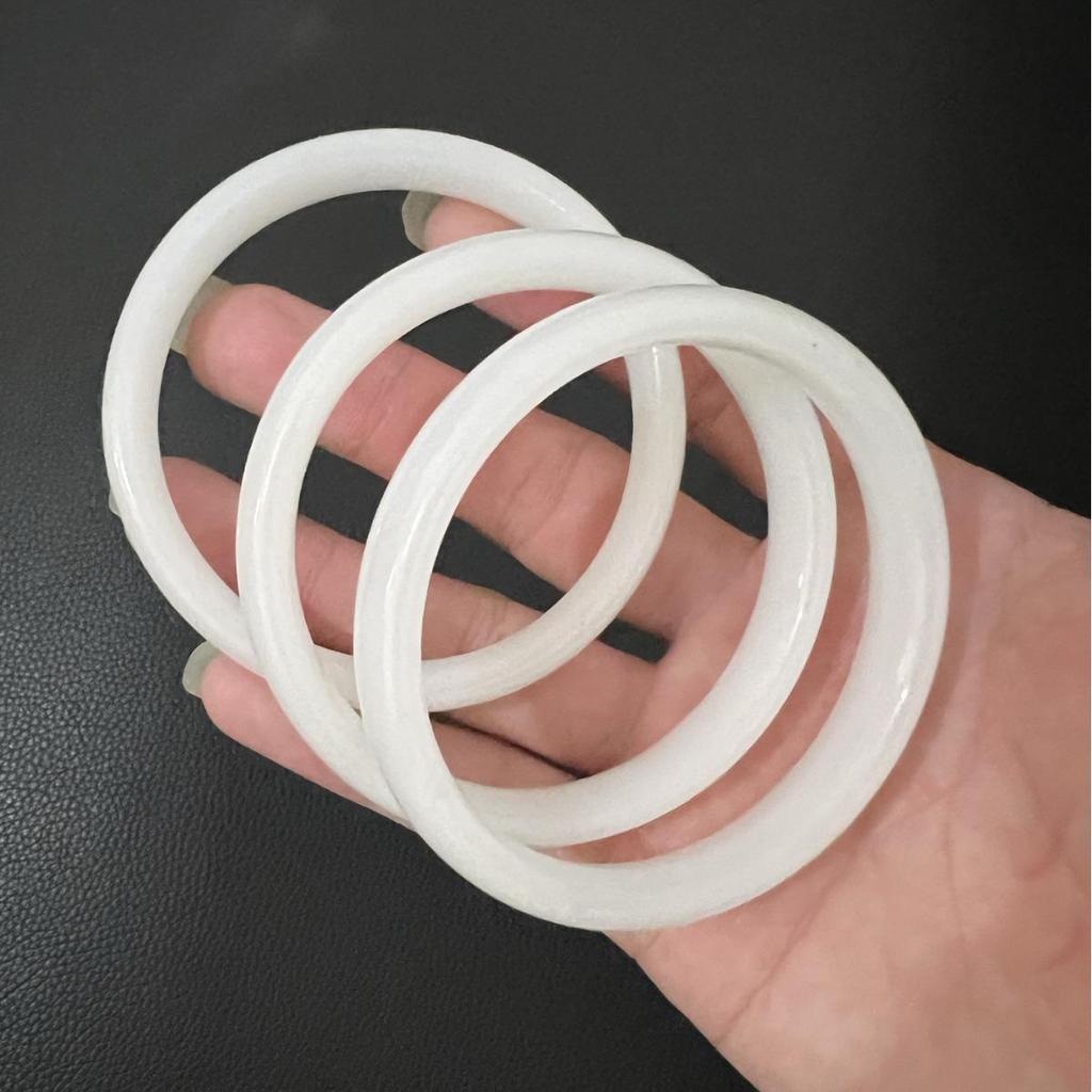 12mm White Moonlight Round Bar Thick Bracelet - New Chinese Style Cheongsam Accessory, Noble Concubine National Style.
