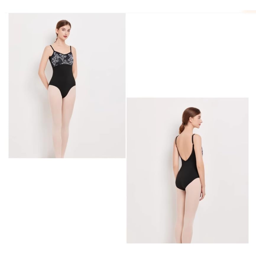 ProDance Variation Velvet Cute and Stylish Ballet Leotard PK006MA Black Camisole, (L, Floral)
