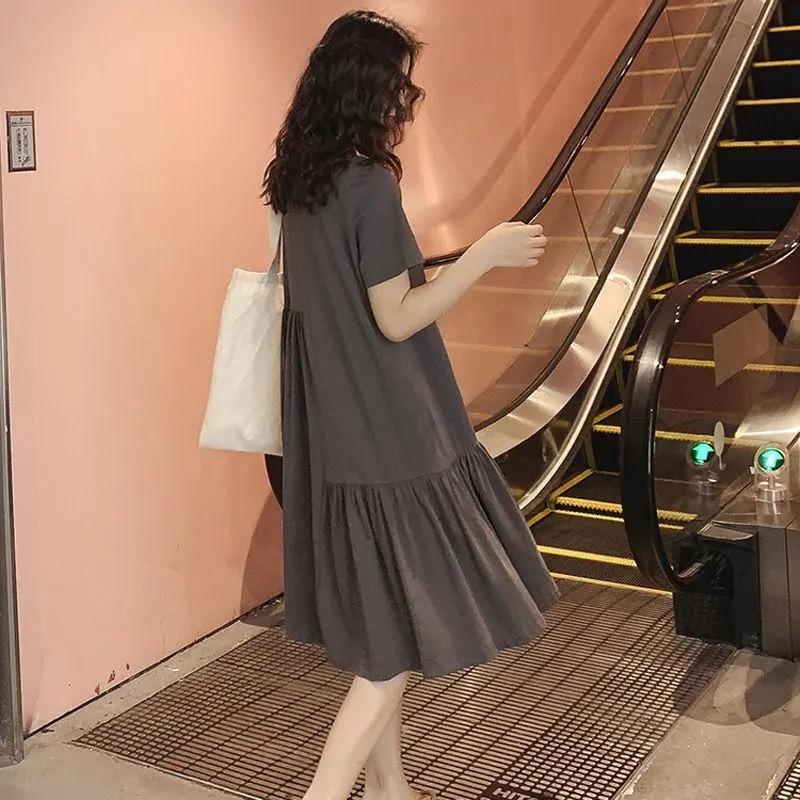 

Модная летняя одежда для беременных, топ большого размера, юбка, новый дизайн, сочетание, тонкая футболка, платье, тренд 3XL recommends 165-90 kg