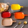 Creative Colorful With Handle Plate Gradual Change Home Western Food Plate Microwave Oven Single Handle Baked Rice Baking Pan