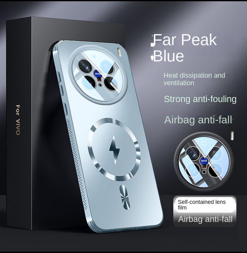 

Для VIVO X200 Pro Чехол Твердый Матовый Магнитный беспроводная зарядка Защитная задняя крышка для объектива Для VIVO X100S X200 Pro Mini X100 Ultra For VIVO X100S Pro синий