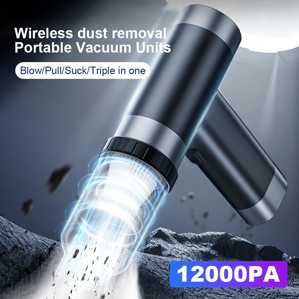2 In 1 Car Vacuum Cleaner 12000PA Strong Suction Powerful Air Blower Type-C Rechargeable for Car Home Keyboard Cleaning