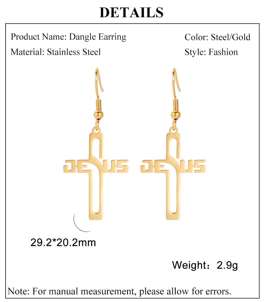 Cazador Christian Jesus Cross Dangle Earring for Women Stainless Steel Jewelry Drop Earrings Mother Day Mother Gift