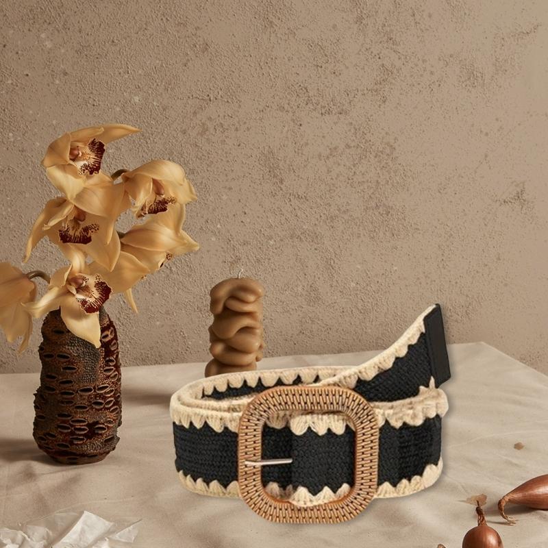 Hot Girl Belt Elegant Wide Waist Belt for Jeans Dresses Club Woven Belt