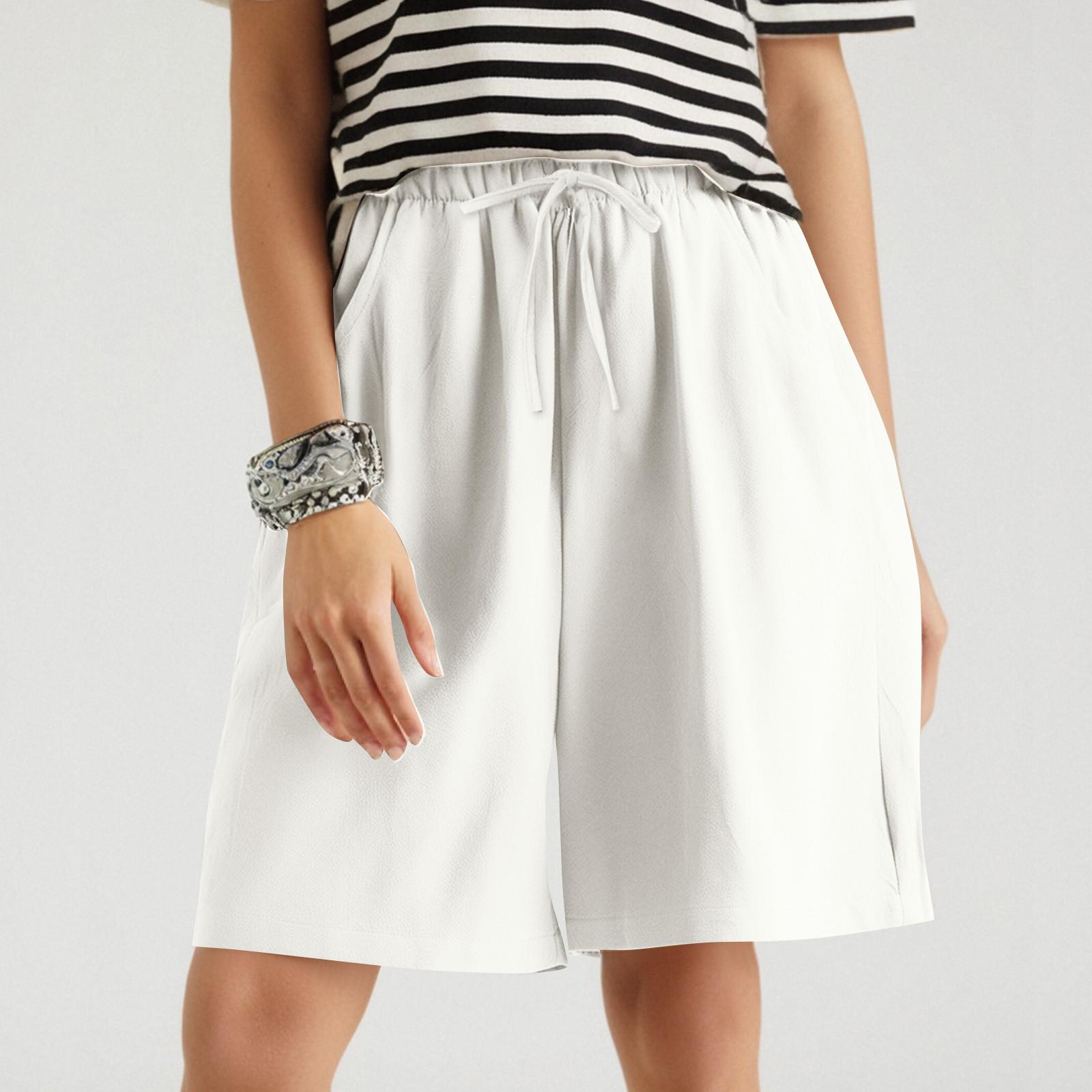 

Подростковые шорты из мягкого хлопкового льна с карманами, мягкие застежки на пуговицы, без молнии, облегающие шорты XXL белый