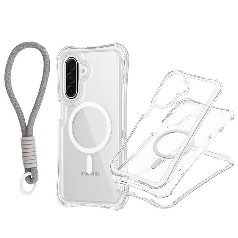 For Samsung A17 Magnetic Transparent 3-in-1 Phone Case with Hand Rope