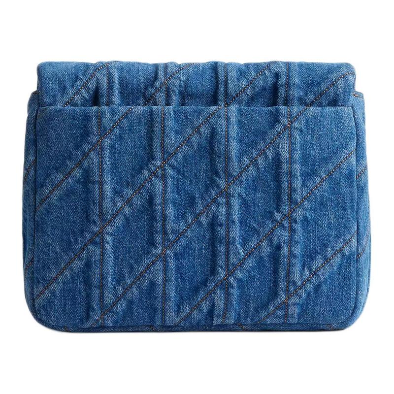 Coach Tabby 20 Times Square Gewatteerde Logo Denim Schoudertas Klein Dames Messing met Donkerblauw