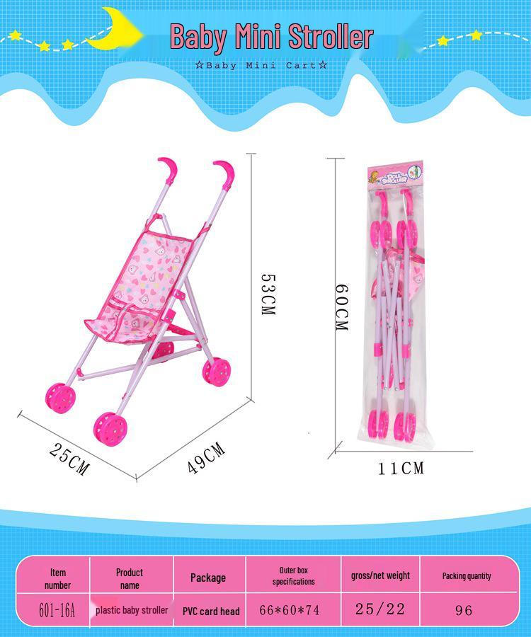 Kids' Pretend Play Folding Stroller and Baby Walker for Girls