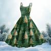 Women's Christmas Print Casual Fashion Round Neck Mid-Length Dress