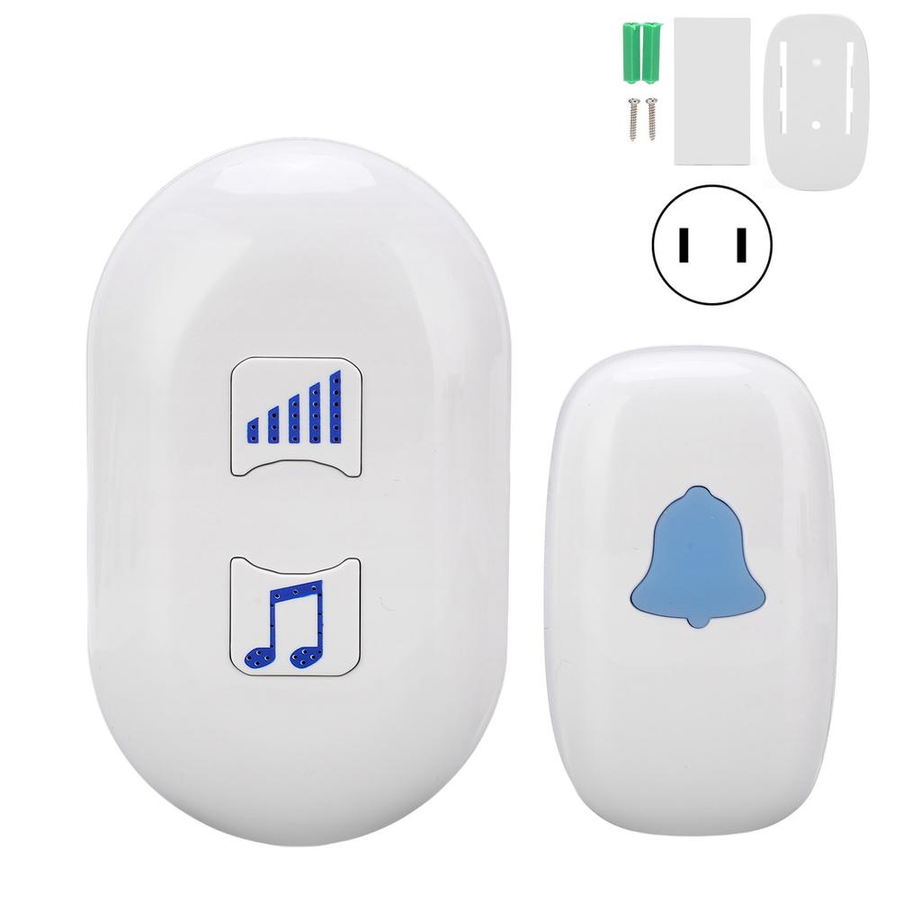 Wireless Doorbell 38 Ringtones 4 Volume Levels Elderly Pager Waterproof Door Bell for HomeEU Plug