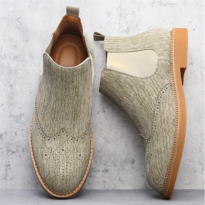 Luxury Fashion Designer New Men's Pointed Suede Leather Casual Chelsea Ankle Boot Male Winter High Tops Brogues Shoes