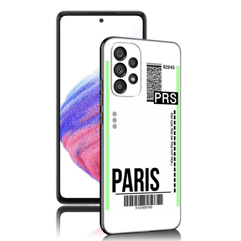 Travel Ticket Label Paris Phone Case For Samsung A21 A30 A50 A52 S A13 A22 A23 A32 A53 A73 5G A11 A12 A31 A33 A51 A70 A71 A72