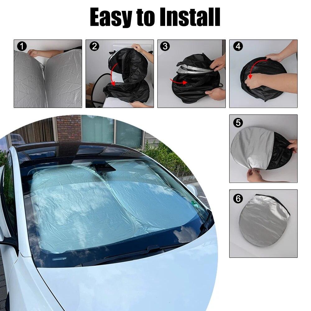 Front Rear Sunroof Windshield Glass Roof Sunshade Upgrade Sun Shades Skylight Blind Shading Net For Tesla Model 3 2019-2025