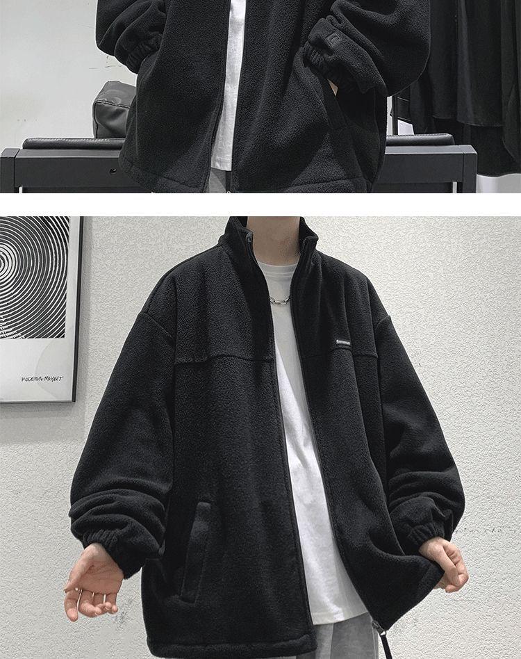 Men's Trendy Fleece Cardigan: Warm Loose Outerwear for Autumn/Winter Sports & Casual Workwear