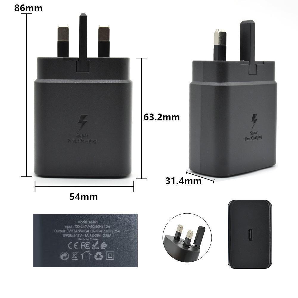 45W Fast Charger for Samsung S24 - Compatible with EU, US, and UK Standards