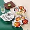 Silver Divided Dinning Plate 304 Stainless Steel Food Container Kid Feeding Service Plate Cartoon Animal Shape Food Tray