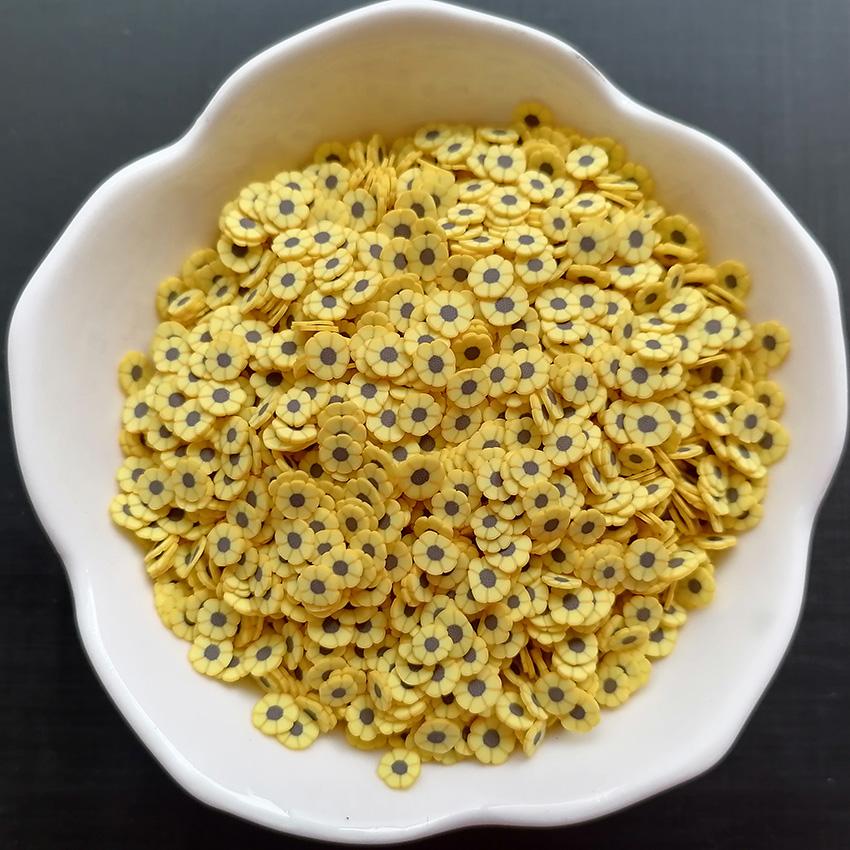 1KG DIY Craft Slime Sprinkles Flower Polymer Clay Slices Yellow Sunflower Blossom Polymer Clay Sprinkles 1kg