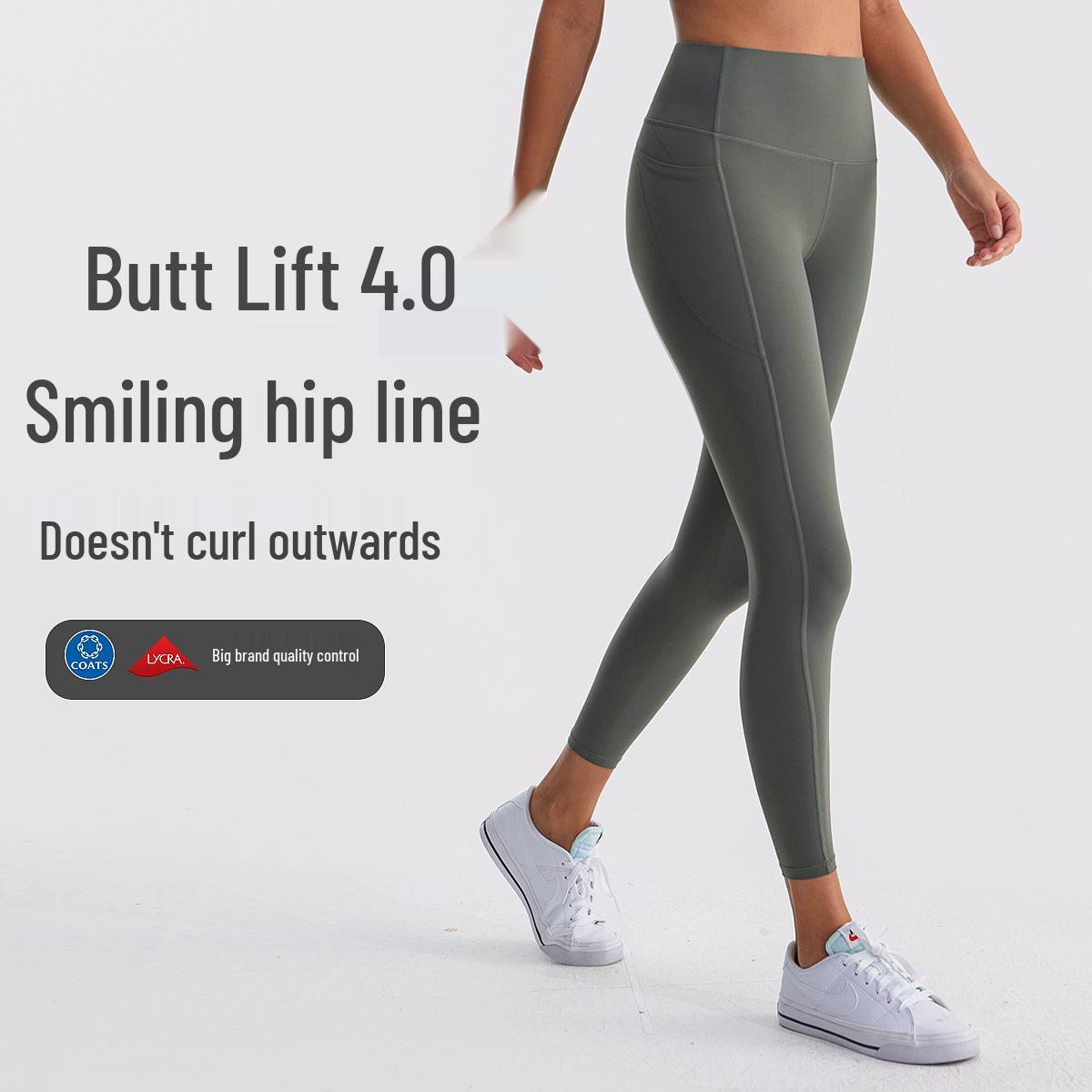

Women s High-Waist Lycra Yoga Pants with Pockets - Nude Feel and Hip Lift Design Extra Small