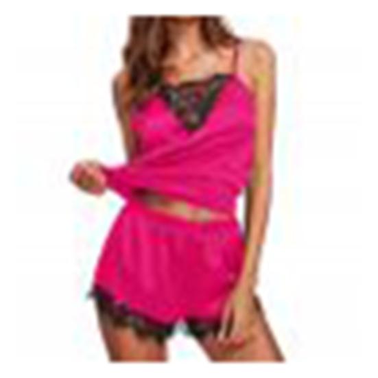 2-teiliges Pyjama-Set für Damen, sexy, durchsichtig, mit Spitzensaum, Leibchen, kurze Hosen, Nachtwäsche