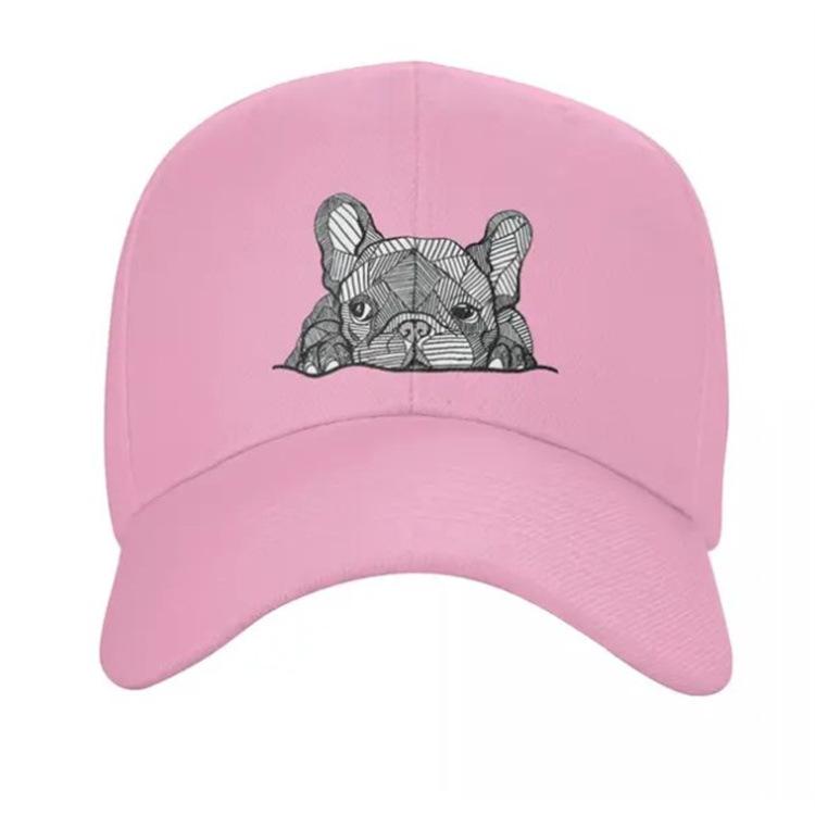New Solid Color Men's and Women's Baseball Caps Printed Bulldog Outdoor Fashion Trend Cap