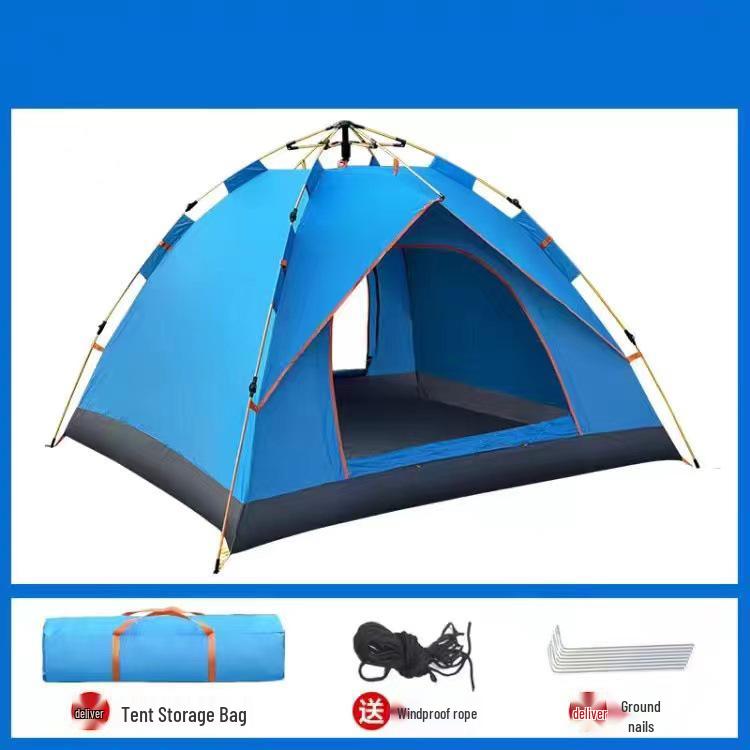 3-4 Person Double-Layer Automatic Camping Tent with Full Outdoor Equipment Set