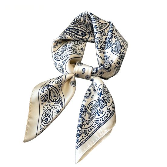 Silky Scarf Paisley Printing Smooth Texture Wrinkle-Resistant Windproof Imitation Silk Scarf Commuting Business Layering Neck Accessory