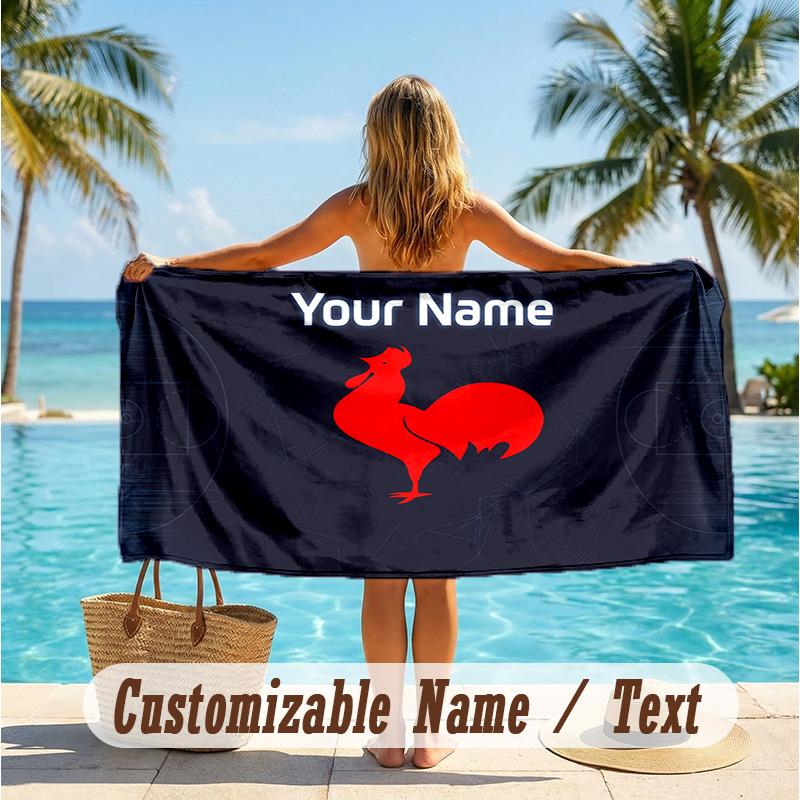 Custom Text Beach Towel, Soft Absorbent Swimming Multi-use TowelFrance national football team
