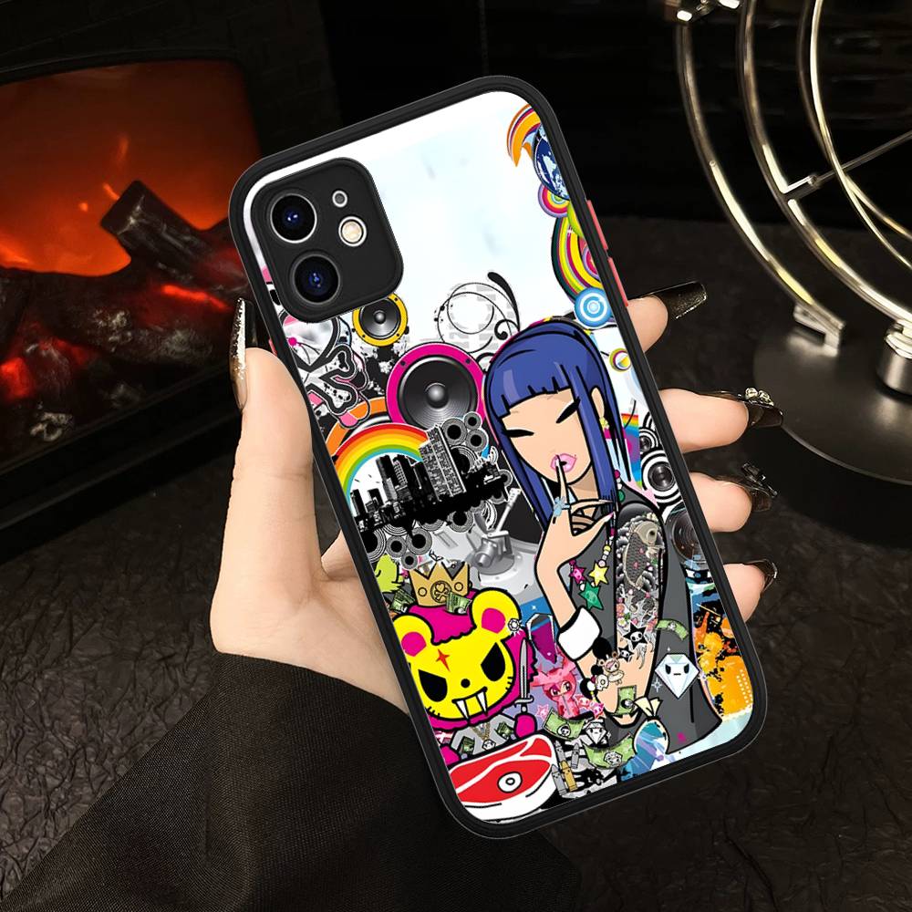 Character T-tokidoki For IPhone 16 15 14 13 12 11 Pro Max X XS MAX Plus Translucent Black Phone Cover