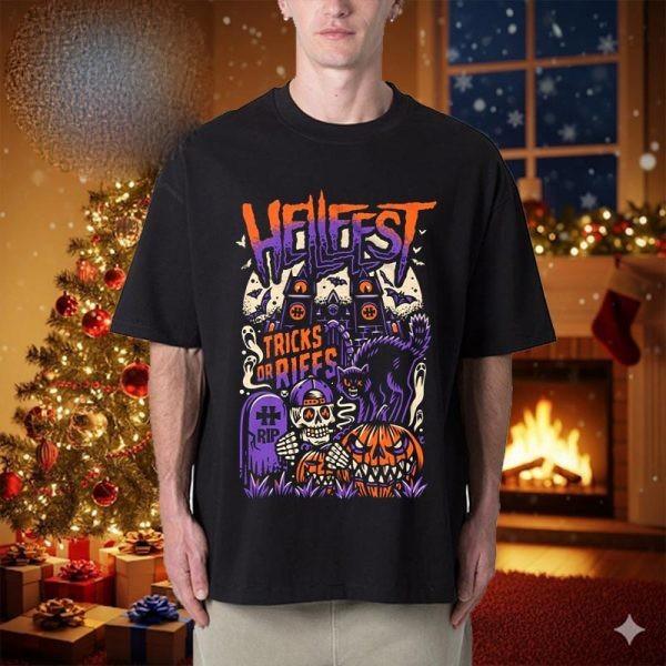 Hell Fest 2026 Halloween Tee Tricks Of Riffs Unisex T Shirt Gift for Friends All S