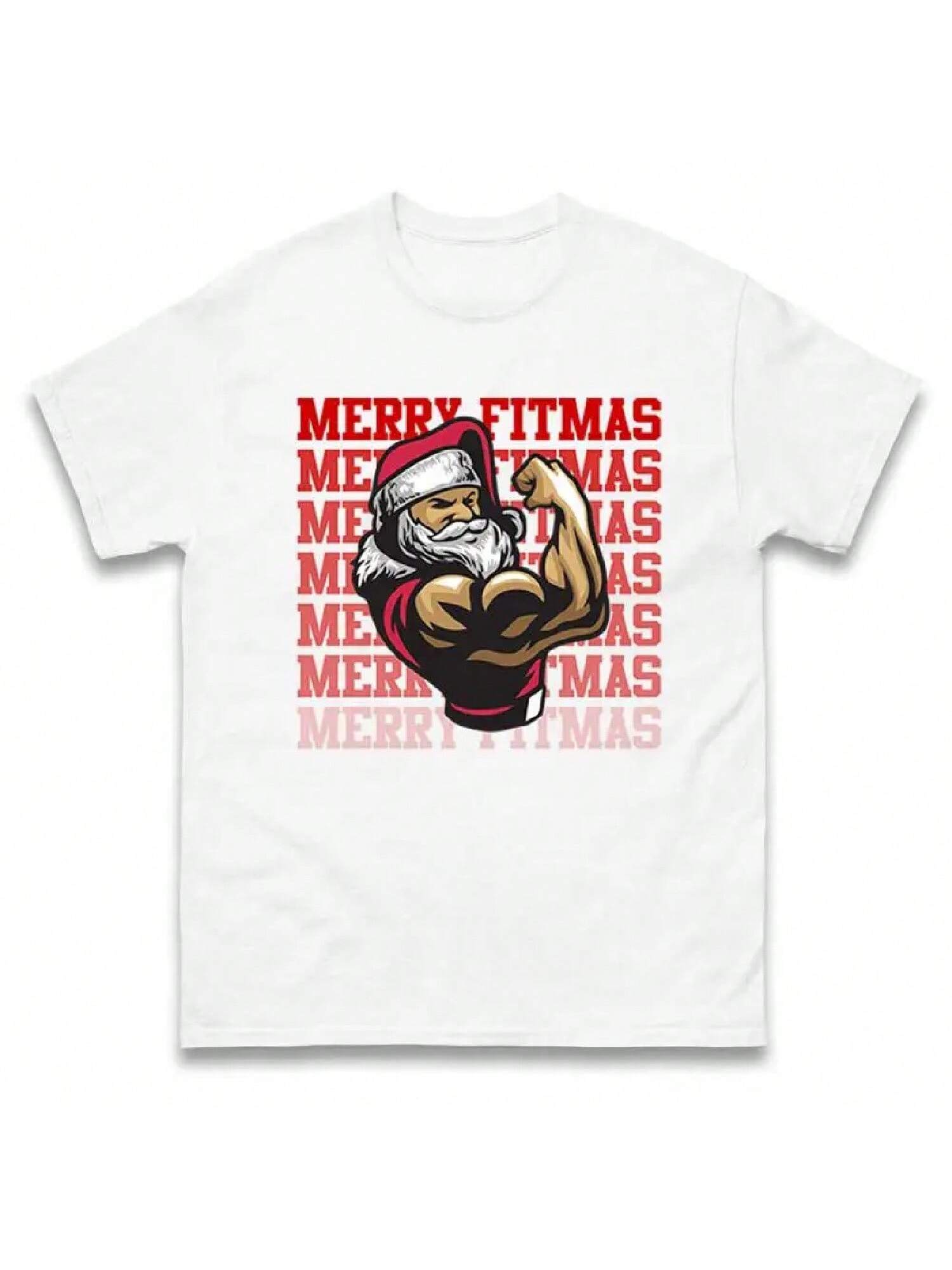 Santa Bodybuilder Merry Fitmas Christmas T Shirt Offensive S
