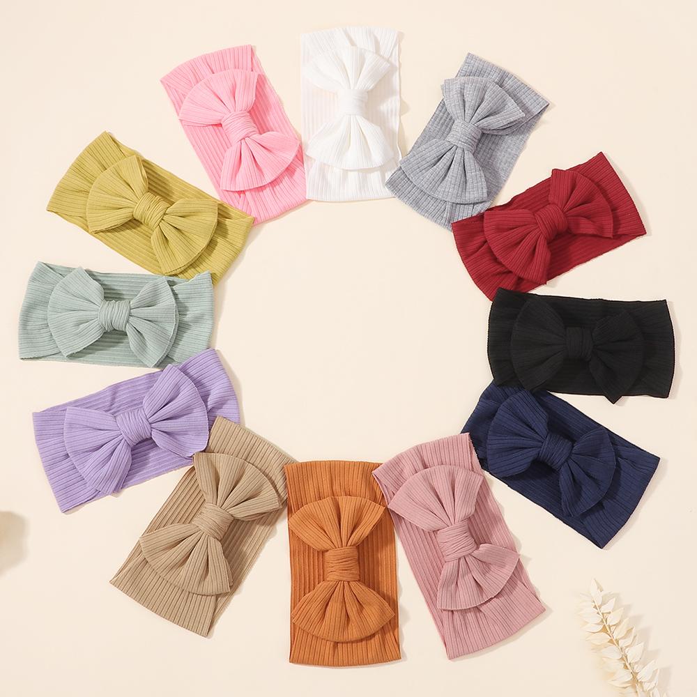 5pcs/set Cute Bows Baby Girls Headbands Elastic Soft Nylon Newborn Head Wrap Tie Turban Infant Headwear Kids Hair Accessories