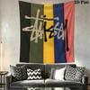 City List Text Tapestry, Black Background Street Brand Logo No.4 Wall Hanging Decor