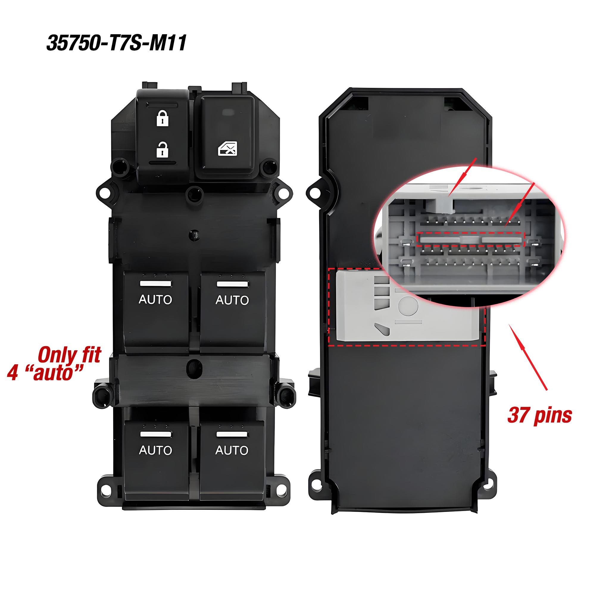 

35750-T7S-M11 35750T7SM11 For Honda Civic 2011 2012 2013 2014 2015 2016 2017,Power Master Power Window Lifter Control Switch 35750-T7S-M11