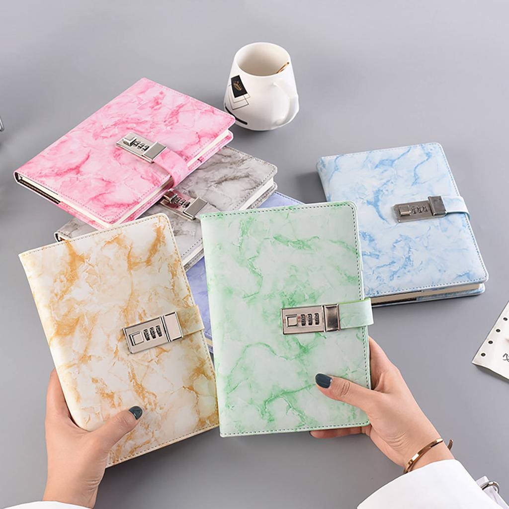 Soft Leather  Codebook Creative Student Prize Notebook Thickened Notepad Combination Lock Diary
