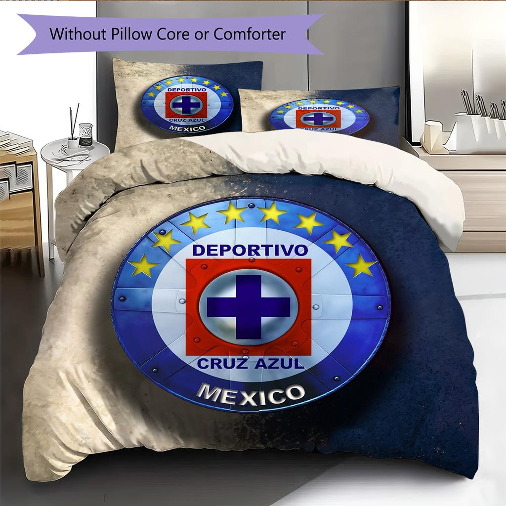 Cruz Azul Pattern Bedding Home Decoration Birthday Gift (1 * duvet cover + 2 * pillowcase, without core)