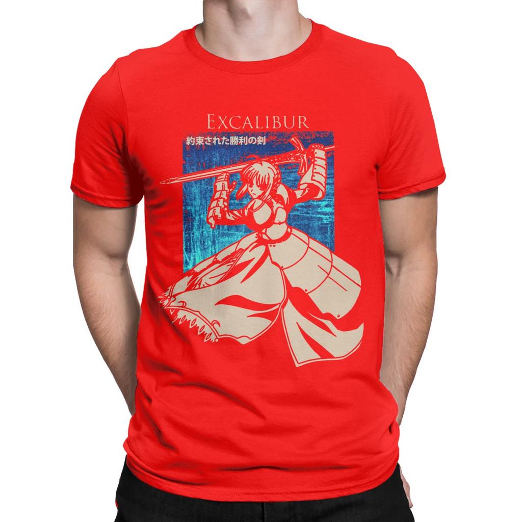 Men's Saber Excalibur Fate Grand Order T Shirts Cotton Clothing Casual Short Sleeve Round Collar Tees Plus Size T-Shirts