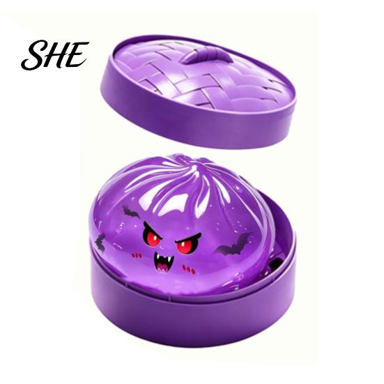 Halloween Themed Sensory Toys Dumpling Stress Relief Toy, Cartoon Steamed Bun Squeeze Toy Stretchable with Steamer, Ball Fidget Party Favors
