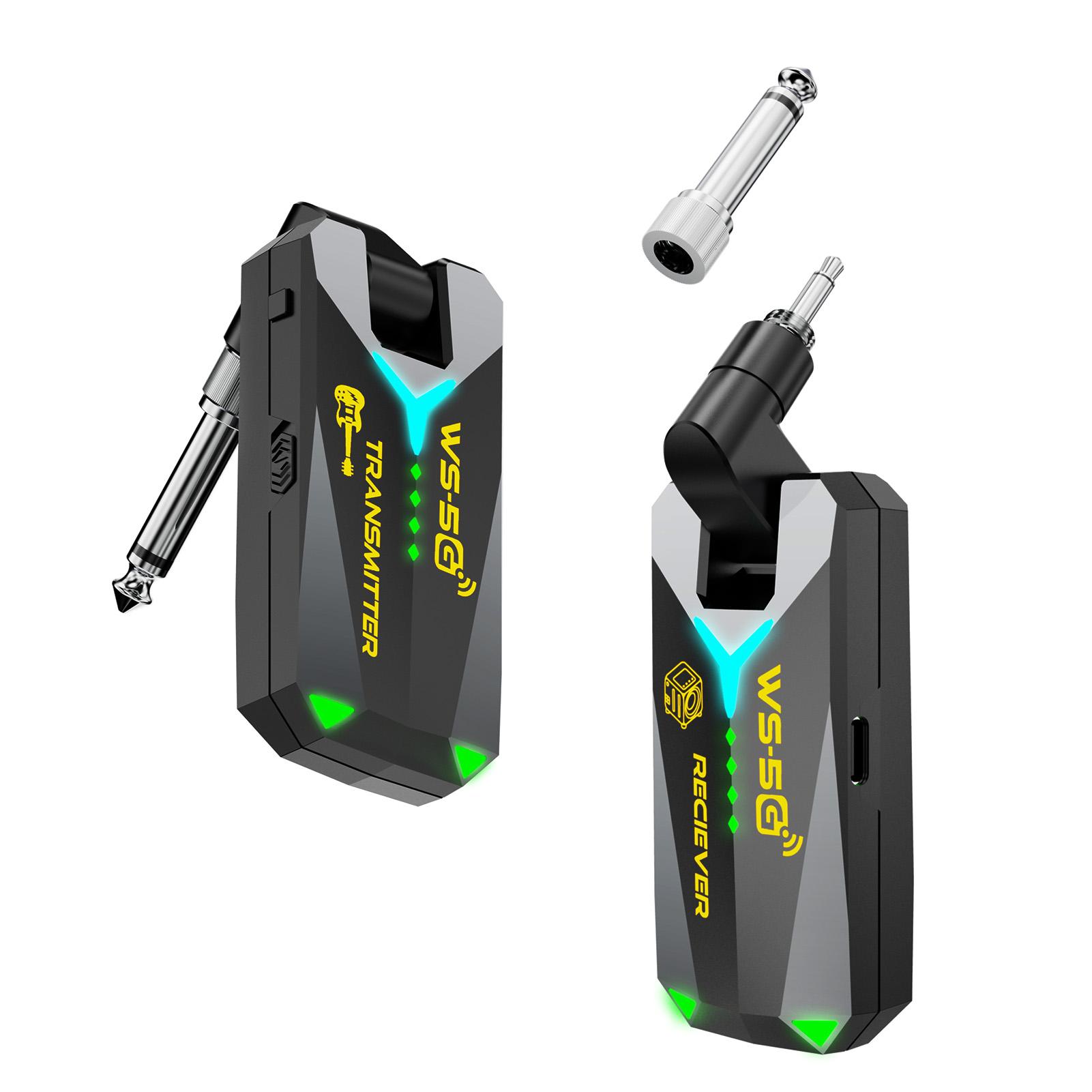 

5.8G Wireless Guitar System Sound Transmitter Receiver Studio Sound 50m Range 5.5ms Low Latency Rechargeable 210 Degree