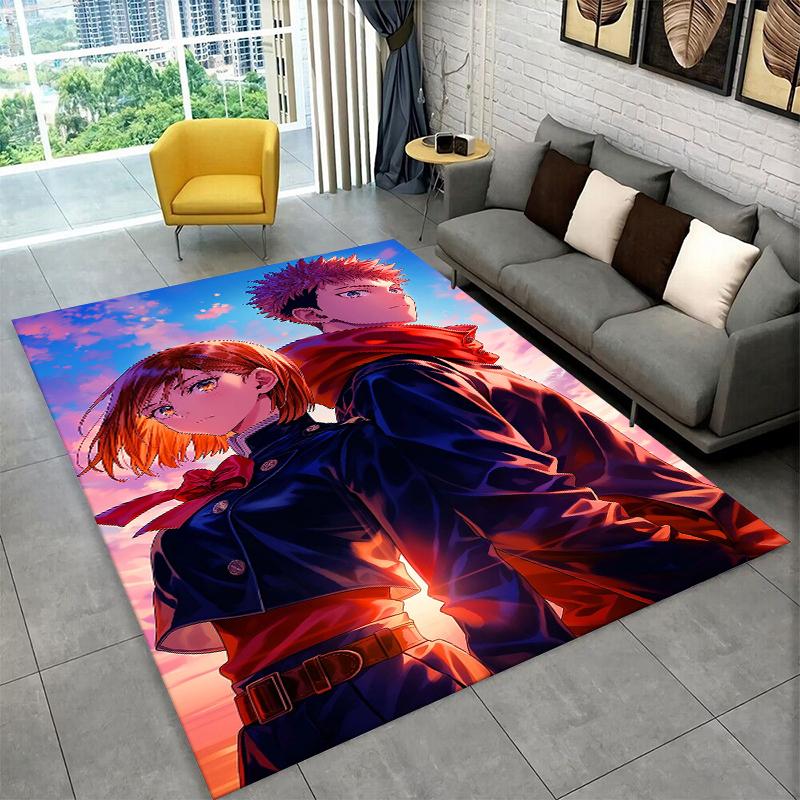 Cartoon Jujutsu Kaisen Anime Itadori Yuj Teppich für Spielzimmer Schlafzimmer Wohnzimmer Sofa Heimdekoration, rutschfeste Bodenmatte für Kinder