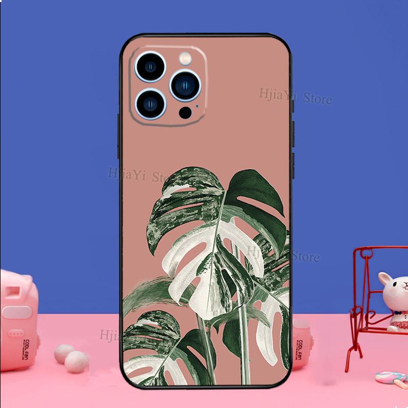 

Leaves Monstera Green Phone Case For iPhone 16 15 11 12 13 14 Pro Max Mini X XS XR Plus SE2 Funda Coque Capa Cover iPhone 13 mini