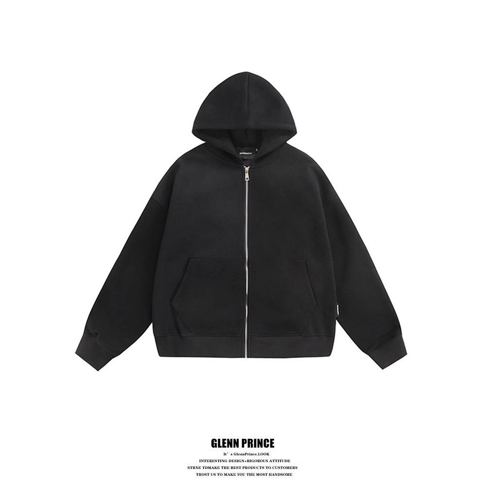 Fashion trend new product short g hooded sleeve zipper showing shoulder width fitness sweater men's
